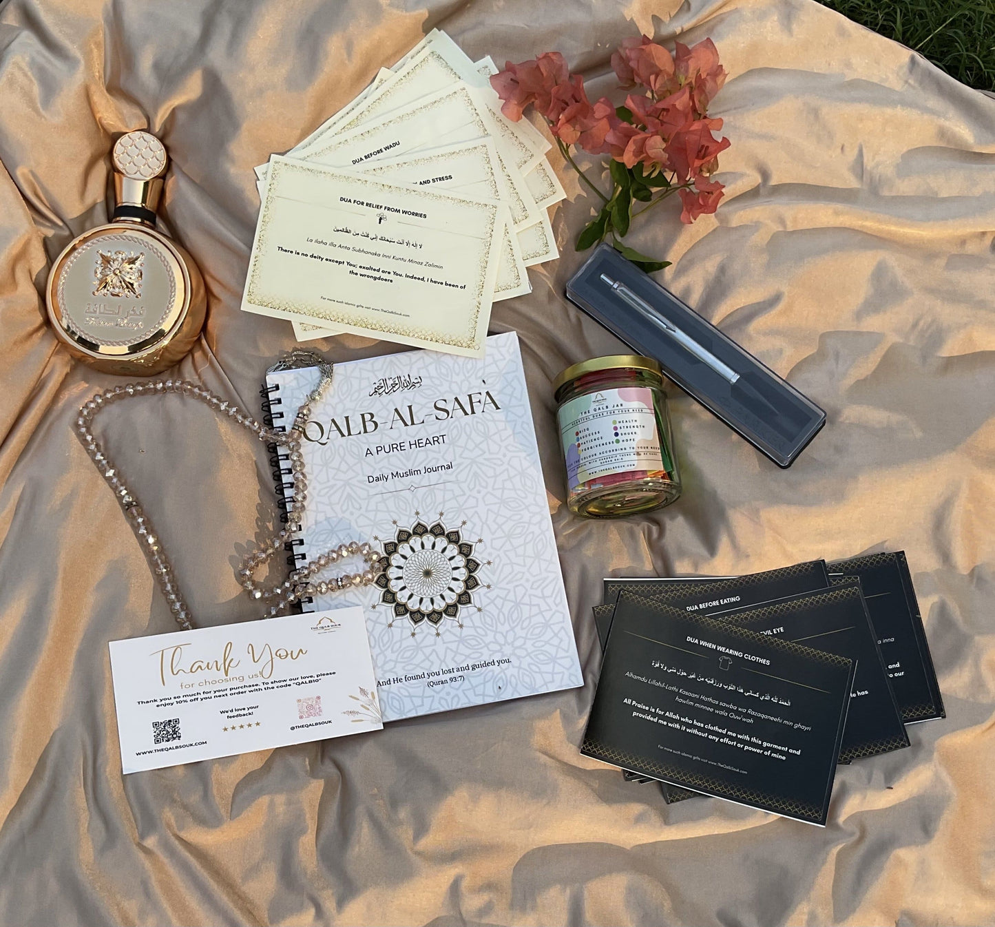 The Qalb faith Combo – Qalb Al Safa 60-Day Muslim Journal + The Qalb Dua Jar + The Qalb Dua Stickers